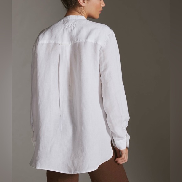 Anthropologie Pilcro White Ruffle Placket Buttondown Shirt Small - Picture 3 of 11